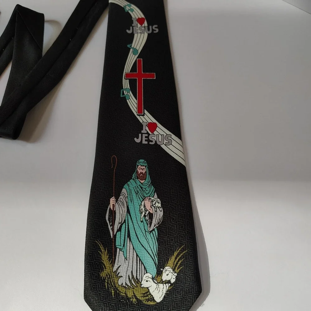 Neck Tie For Men I Heart Jesus The Shepherd,‎ Polyester Hand Made Renaissance